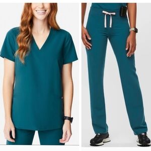 Figs Caribbean Blue scrub set Casma top Livingston straight leg Pants XL